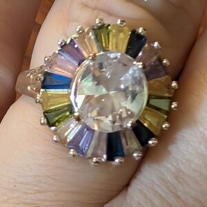 Multicolor Gemstone Cocktail Ring Size 8-9